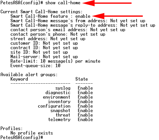 show call-home settings