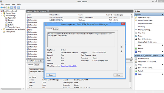 Network Connectivity Assistant service terminated