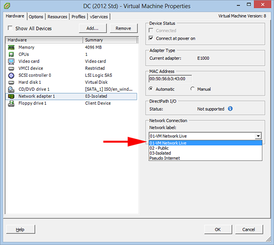 Locate VMware Network Name