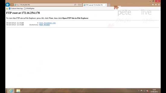 Test FTP with web browser