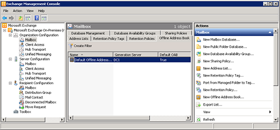 Offline address book settings