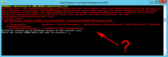 WSMan Shell function is not valid.