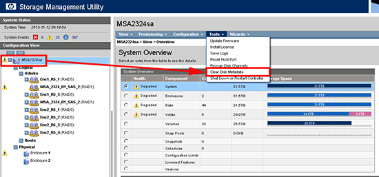 How to clear disk metadata