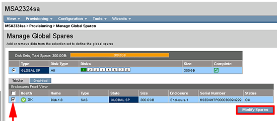 Manage Global spares