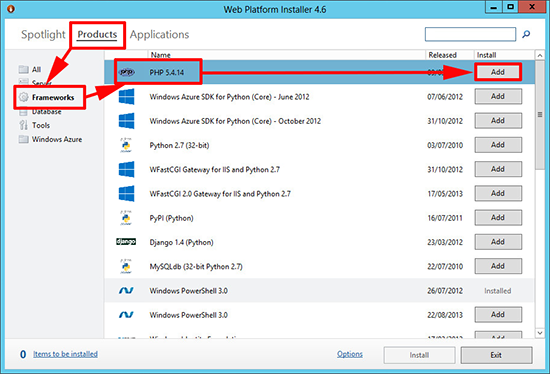 Install PHP in Windows Server 2012