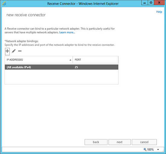 receive connector port number