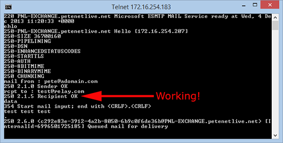 Exchange 2013 Relaying Allowed