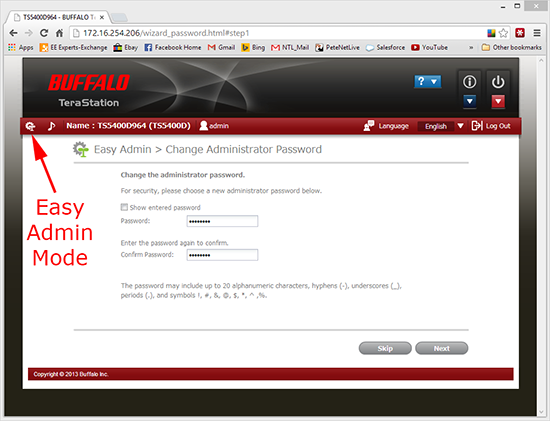 Buffalo change password