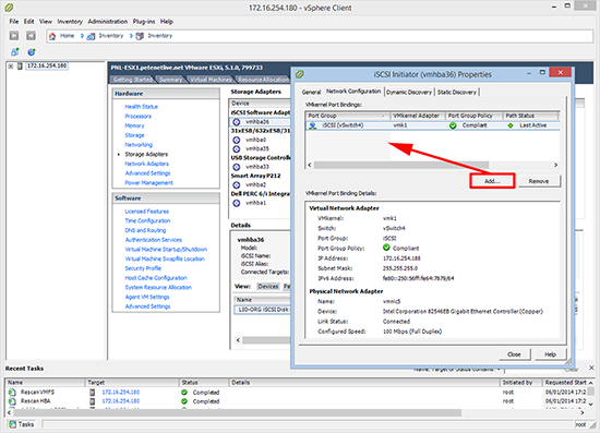 Bind iSCSI Port Group