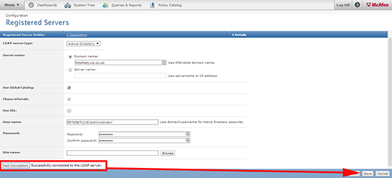 ePO - Add LDAP Server Credentials