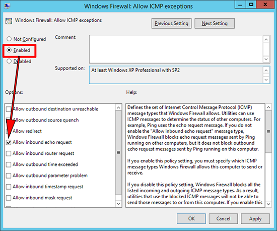 allow inbound icmp group policy