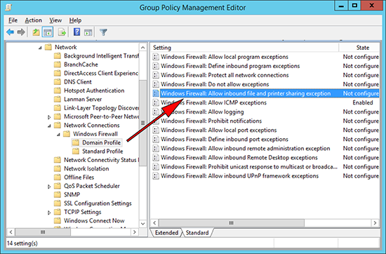 GPO Allow file and printer sharing