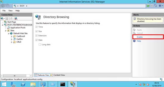 Enable Web Directory Browsing in IIS8