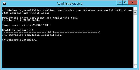 Install .net command Server 2012