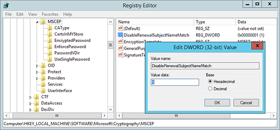DisableRenewalSubjectNameMatch