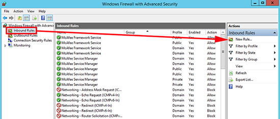 New Windows Firewall Rule