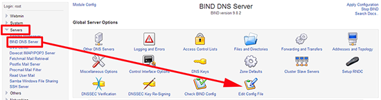 Webmin BIND DNS Edit