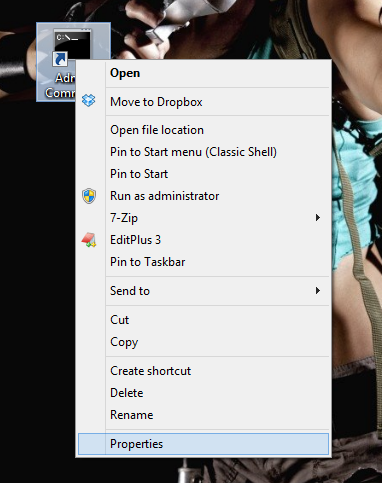 Windows admin command prompt shortcut