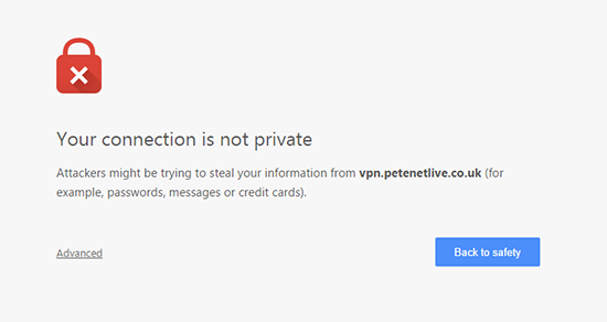 Chrome Your connection is not private