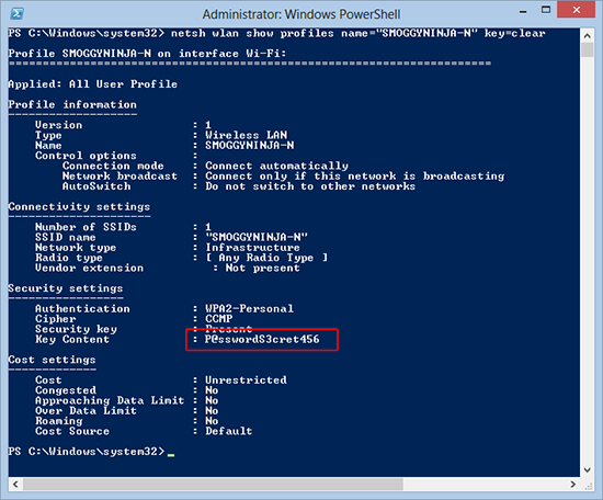 Powershell View Wireless Key