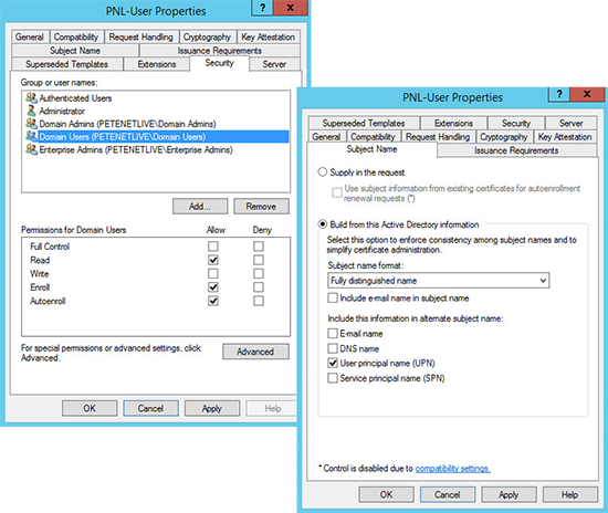 User Templates for AutoEnrollment