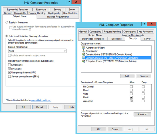 Computer Templates for AutoEnrollment