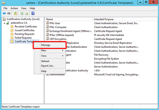 PKI Manage Certificates