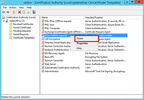 PKI Delete Template