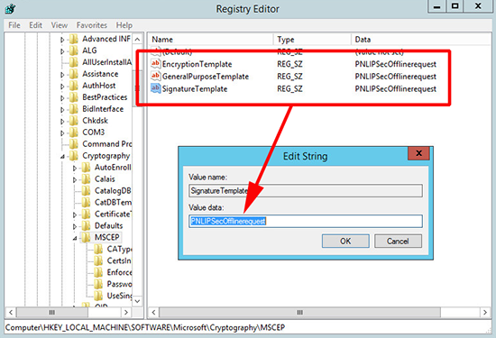 NDES Change Certificate Template