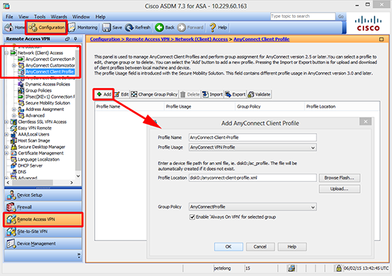 ASDM Profile editor