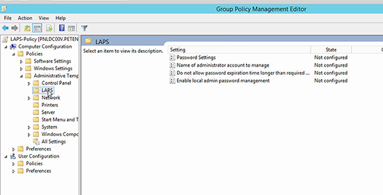 Microsoft LAPS Deployment - Settings