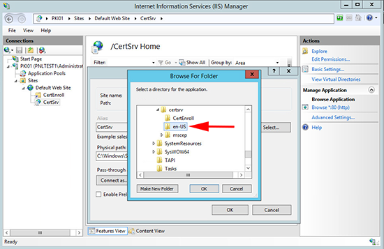 Cert Services IIS settings