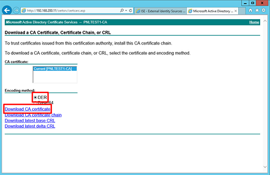 Cisco ISE CA Cert