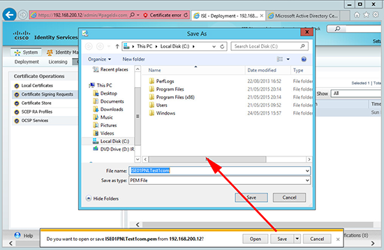 Cisco ISE Save PEM