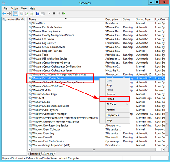 vcenter server service
