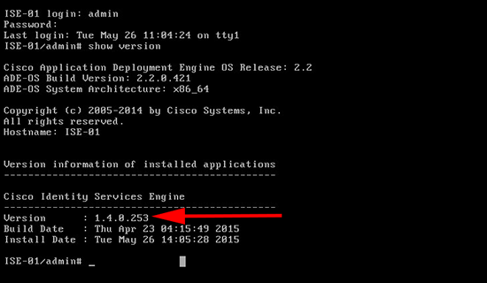  Cisco ISE check version