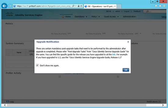 Upgrade Cisco ISE Post install