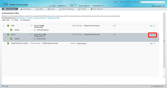 ISE 802.1x - Policy Settings