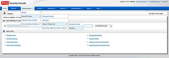 RSA Appliance Import Tokens