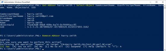 Delete a user via PowerShell