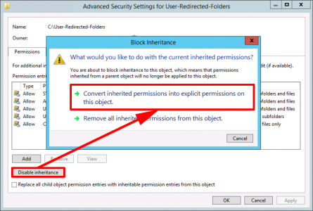 Disable Inheritable Permissions