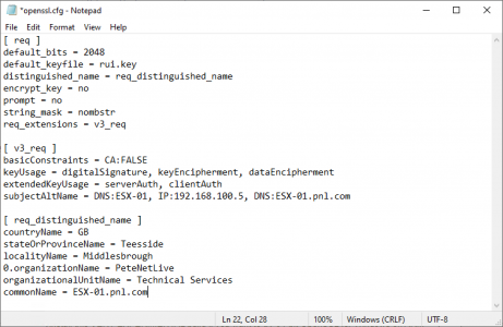 Open SSL config ESX Certificates