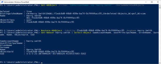 Restore AD Objects via PowerShell