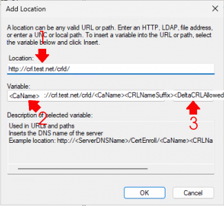 Setup a CRL - URL Extension