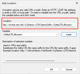 Setup a CRL - URL Extension