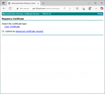Certificate Services config ESX Certificates request