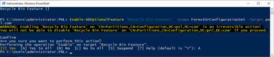 PowerShell How To Enble AD Recycle Bin
