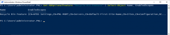 PowerShell AD Recycle Bin is Enabled