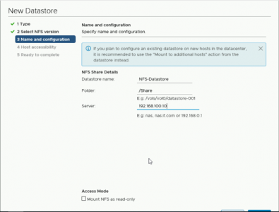 Create NFS Windows Datastore vSphere
