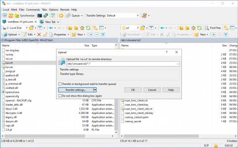 ESX Certificates Backup Upload